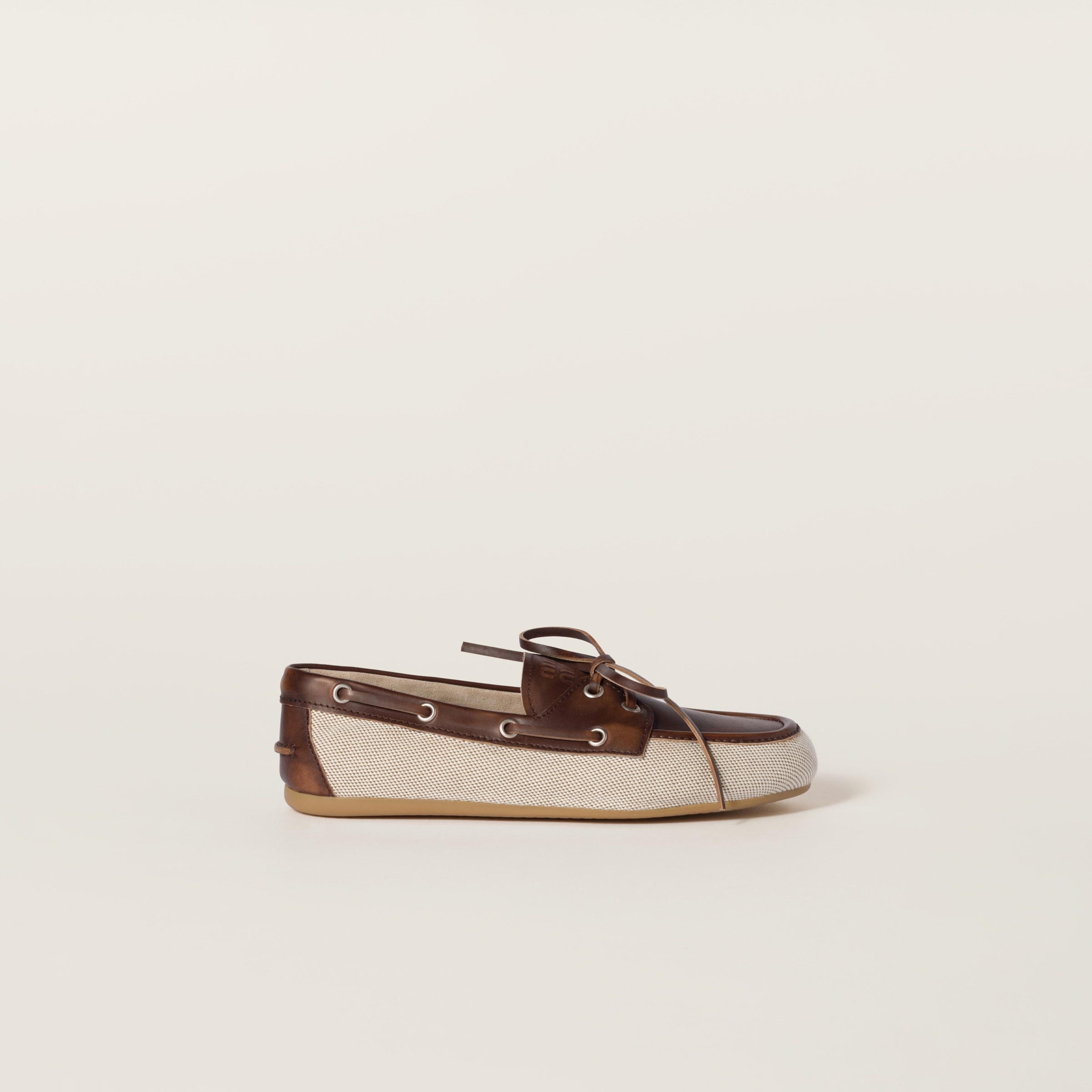 Canvas and bleached leather boat shoes - 2