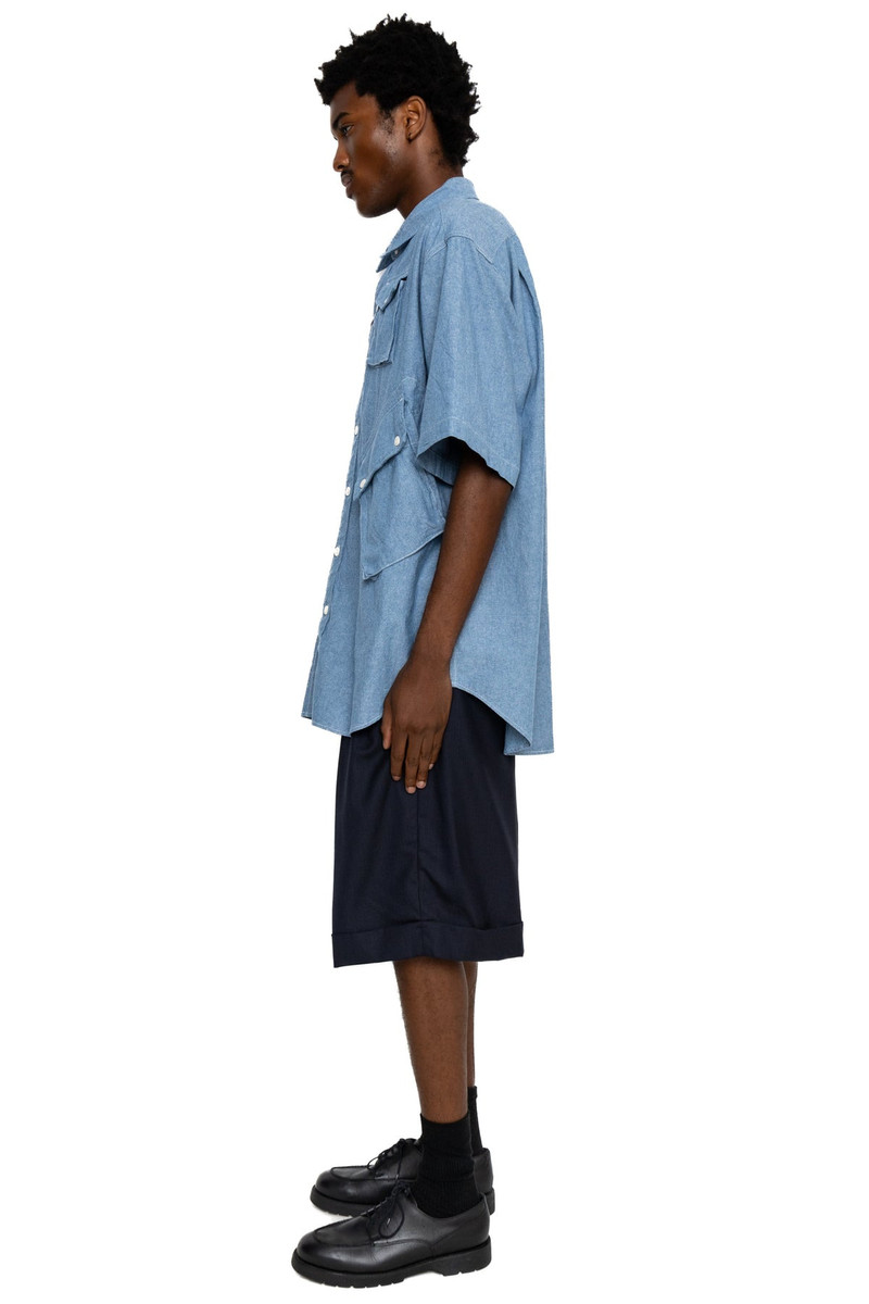Engineered Garments S/S Cargo Shirt for Nepenthes NY and Blue in Green - Light Blue outlook