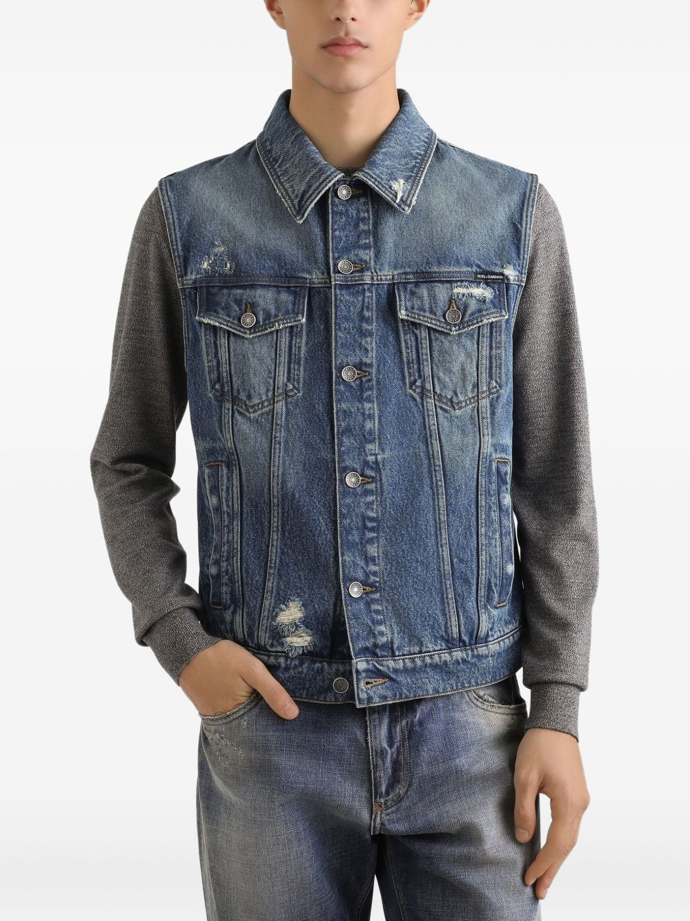 denim corduroy gilet - 4