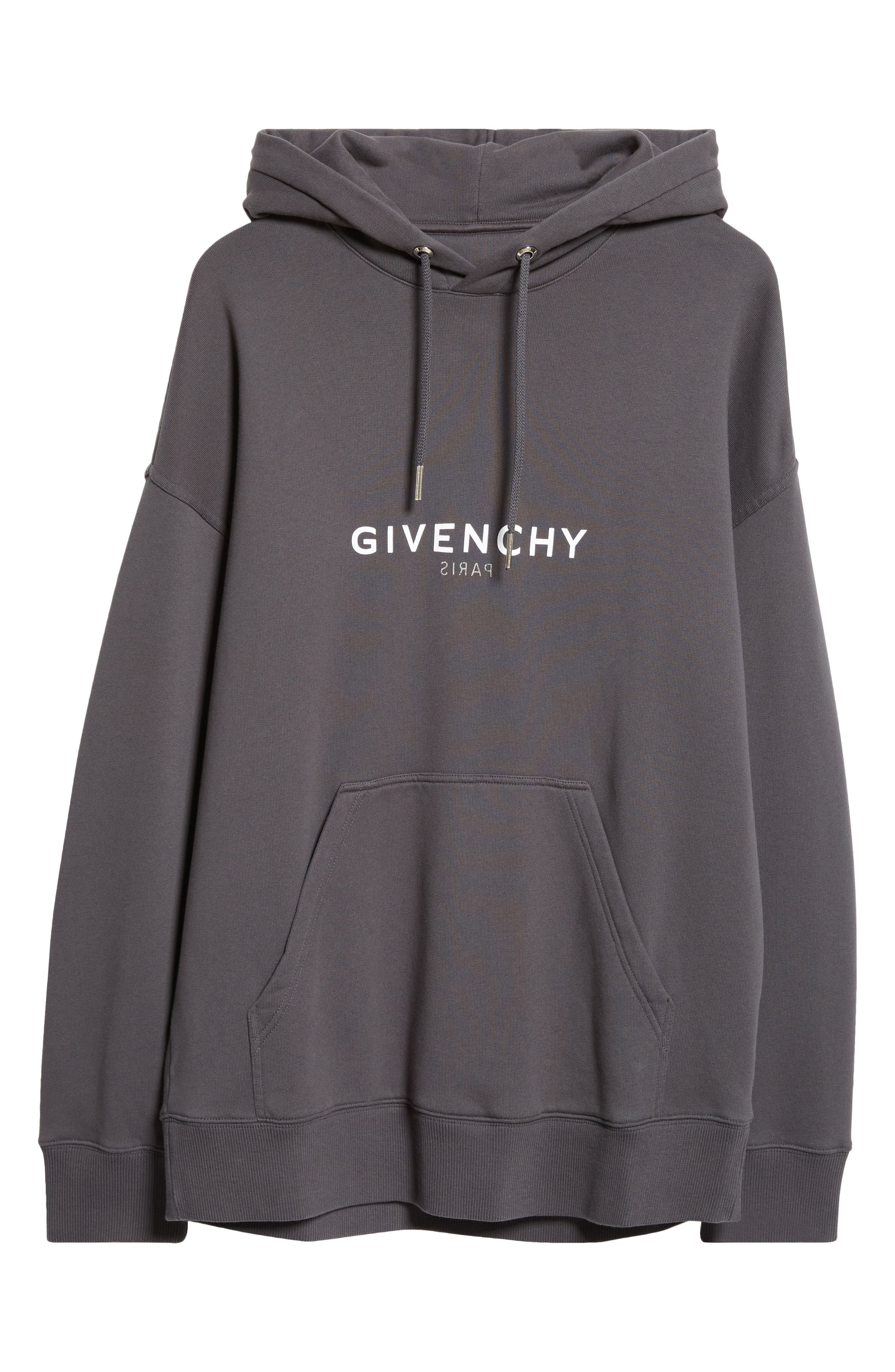 Givenchy Slim Fit Reverse Cotton Logo Hoodie in Charcoal at Nordstrom - 5