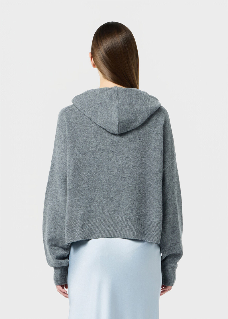 WOOL HOODED SWEATER WITH RHINESTONE LOGO 3