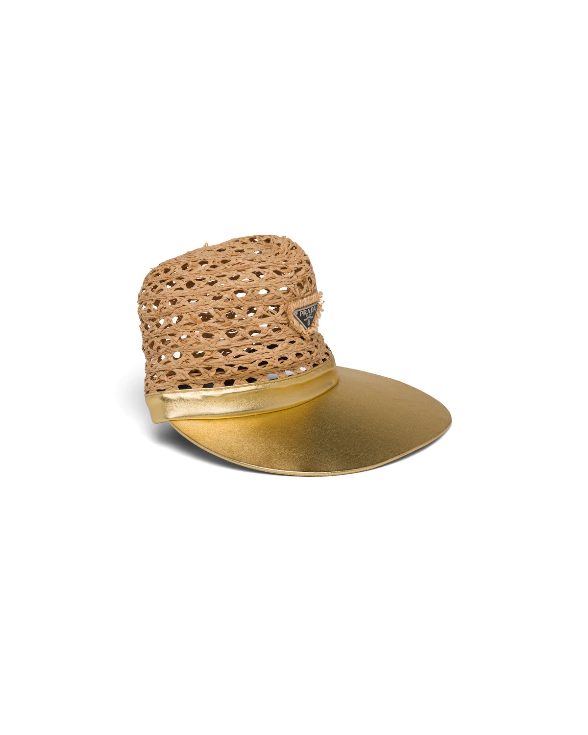 Raffia and nappa leather visor hat - 3