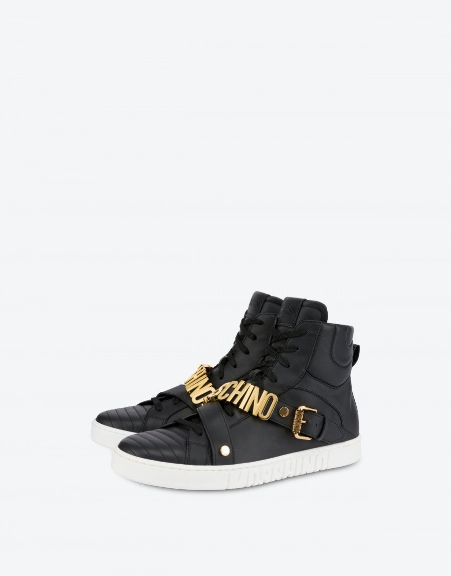 HIGH SNEAKERS IN CALFSKIN LOGO LETTERING - 1