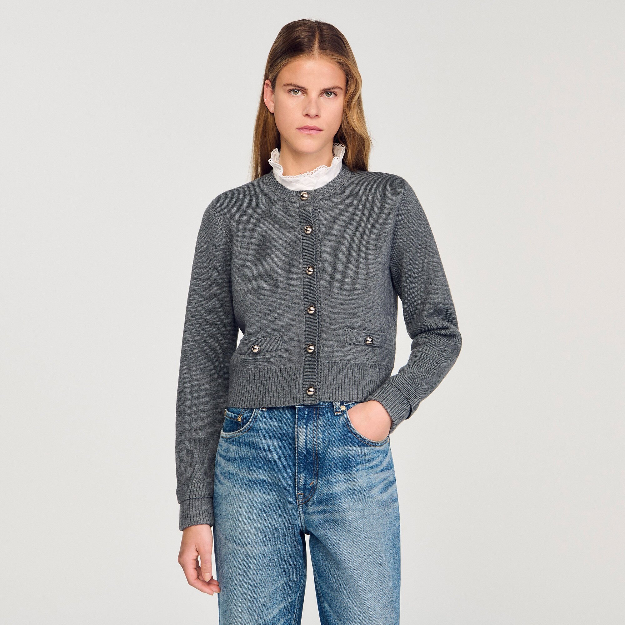 CARDIGAN WITH RUFFLE COLLAR - 4