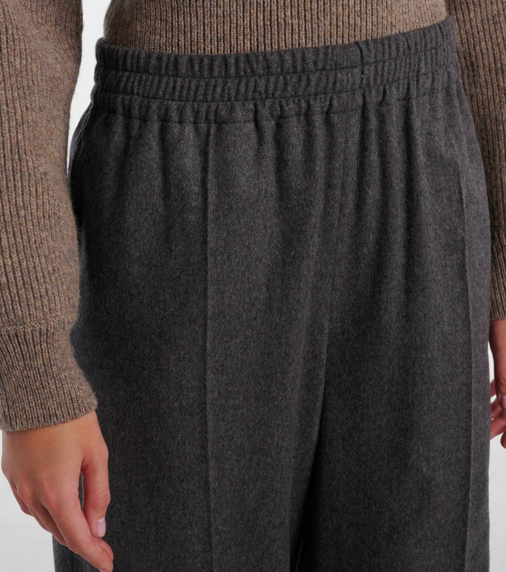 High-rise wool and cashmere wide-leg pants - 4