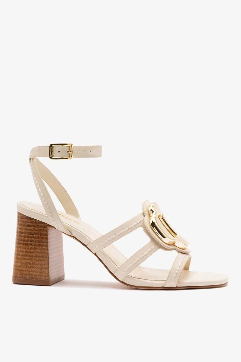 Margherita Block Sandal Ivory Leather 1