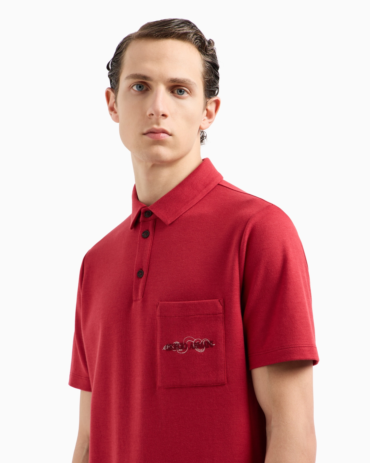 SHORT-SLEEVED COTTON AND SILK POLO SHIRT - 5