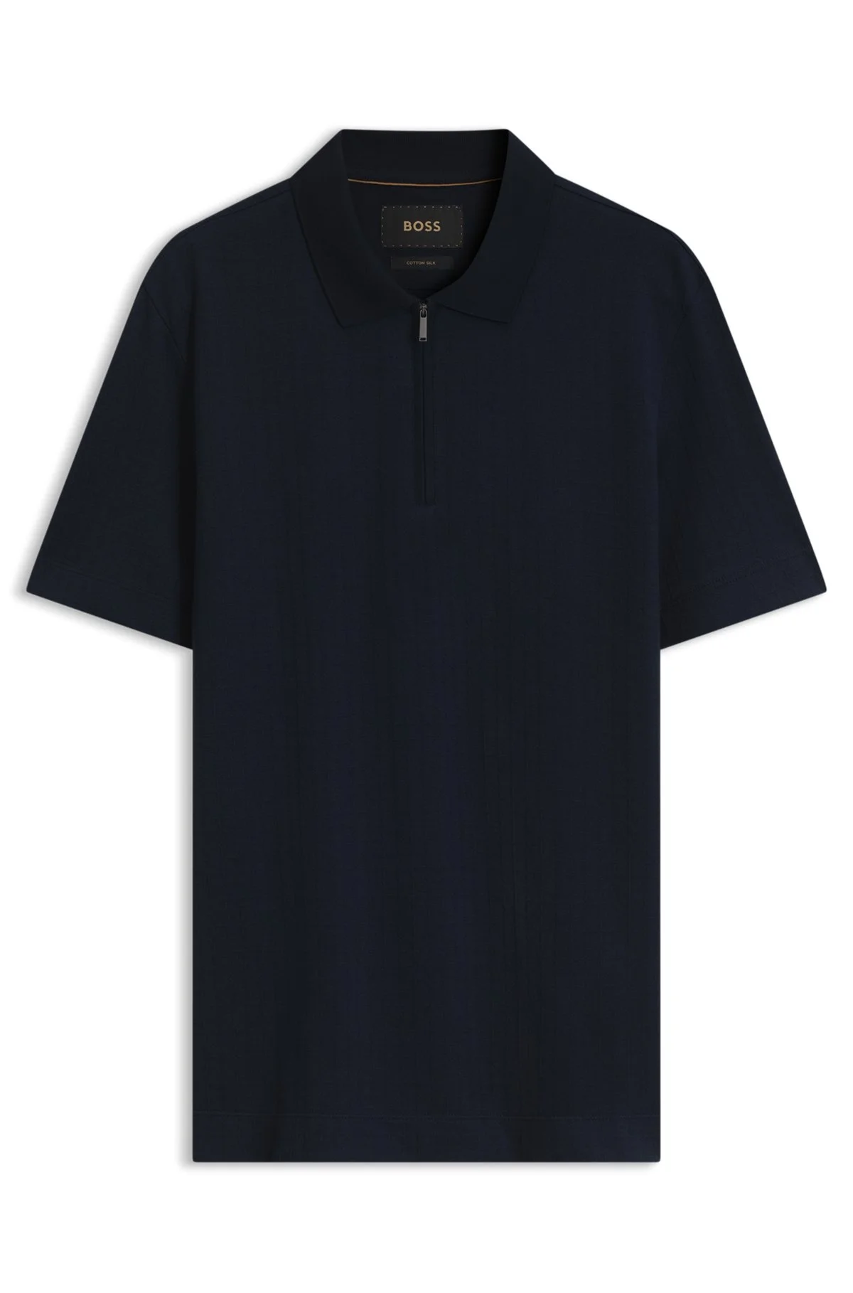 ZIPPER-NECK POLO SHIRT IN A COTTON-SILK BLEND - 1
