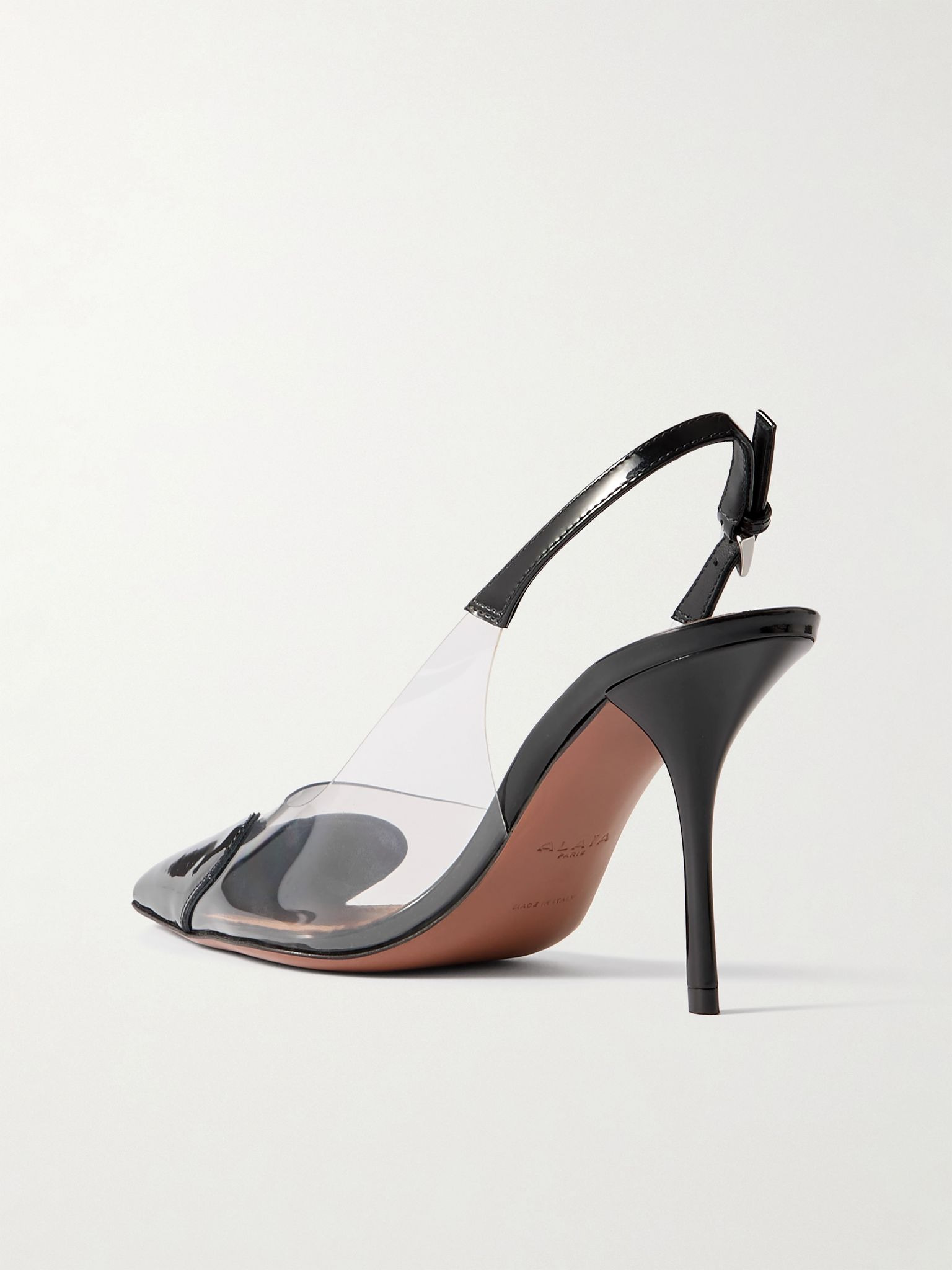 Le Cœur patent-leather and PVC slingback pumps Black - 3