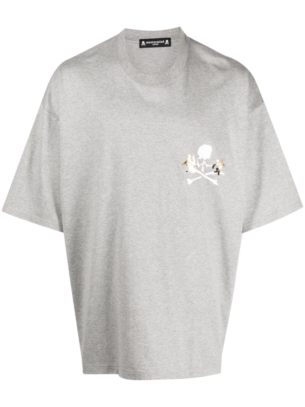 metallic-effect skull-print T-shirt - 1