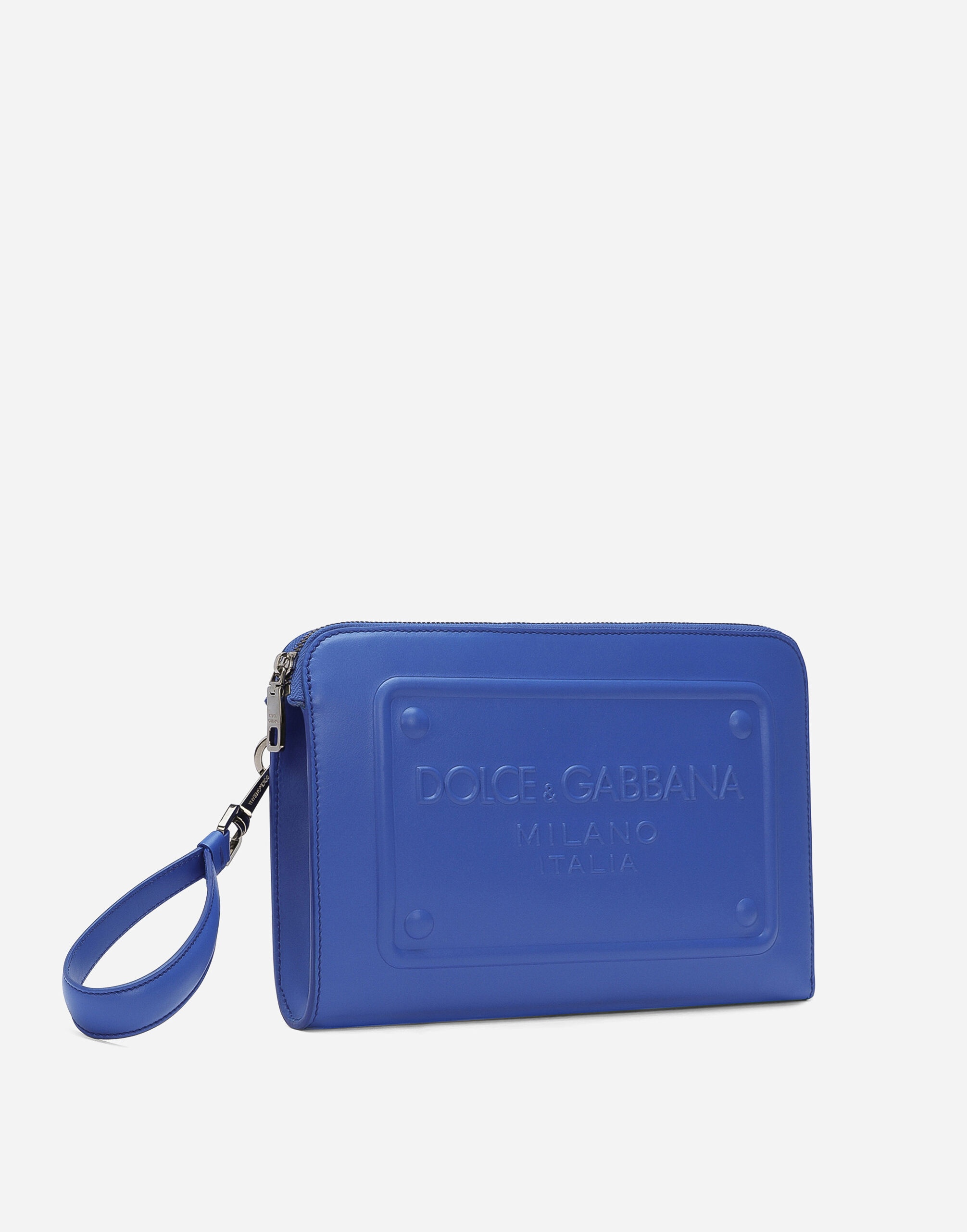 Small calfskin pouch with raised logo - 3