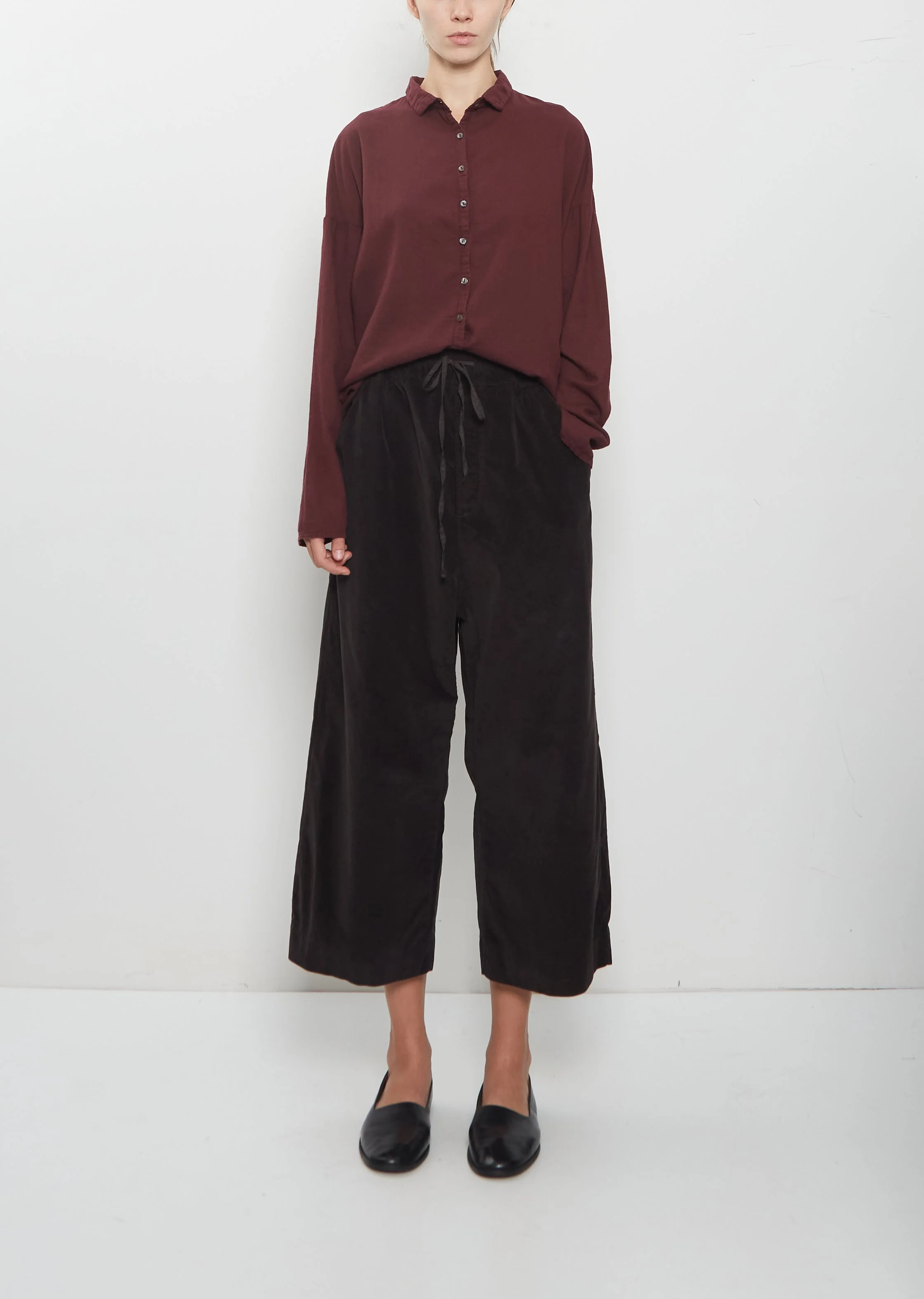 Velvet Wide & Short Trousers — Brown - 1