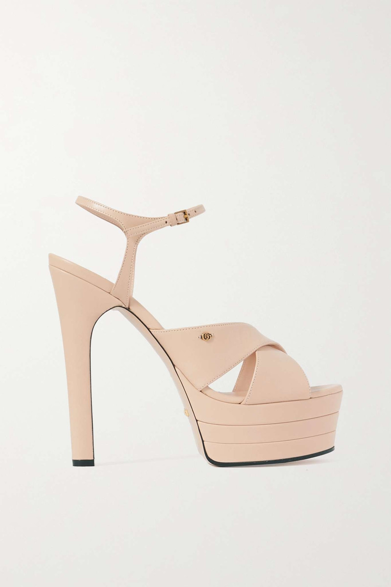 Angel logo-embellished leather platform sandals 1