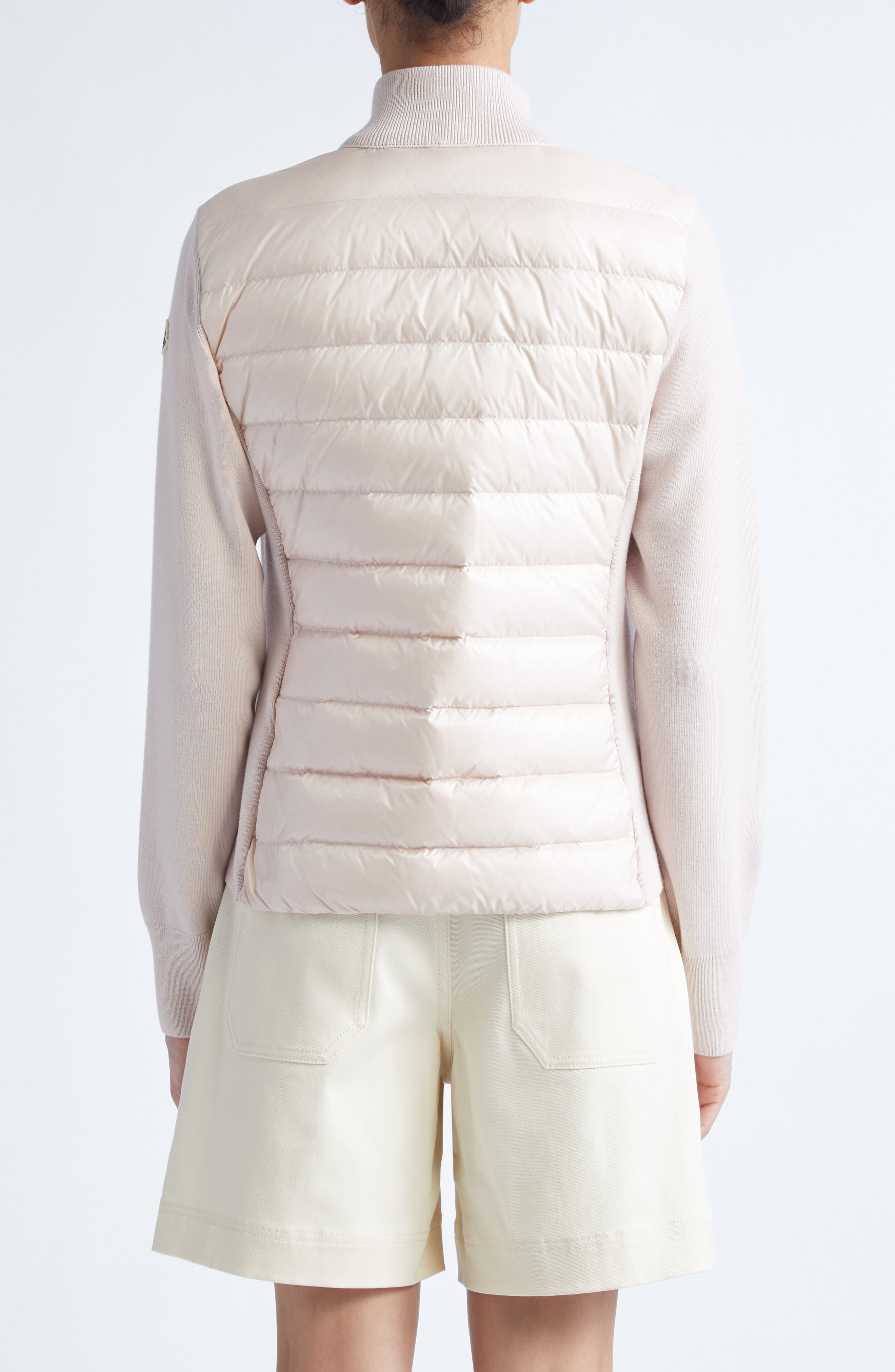 Moncler Wool Knit & Quilted Down Cardigan in Mother Of Pearl at Nordstrom - 3