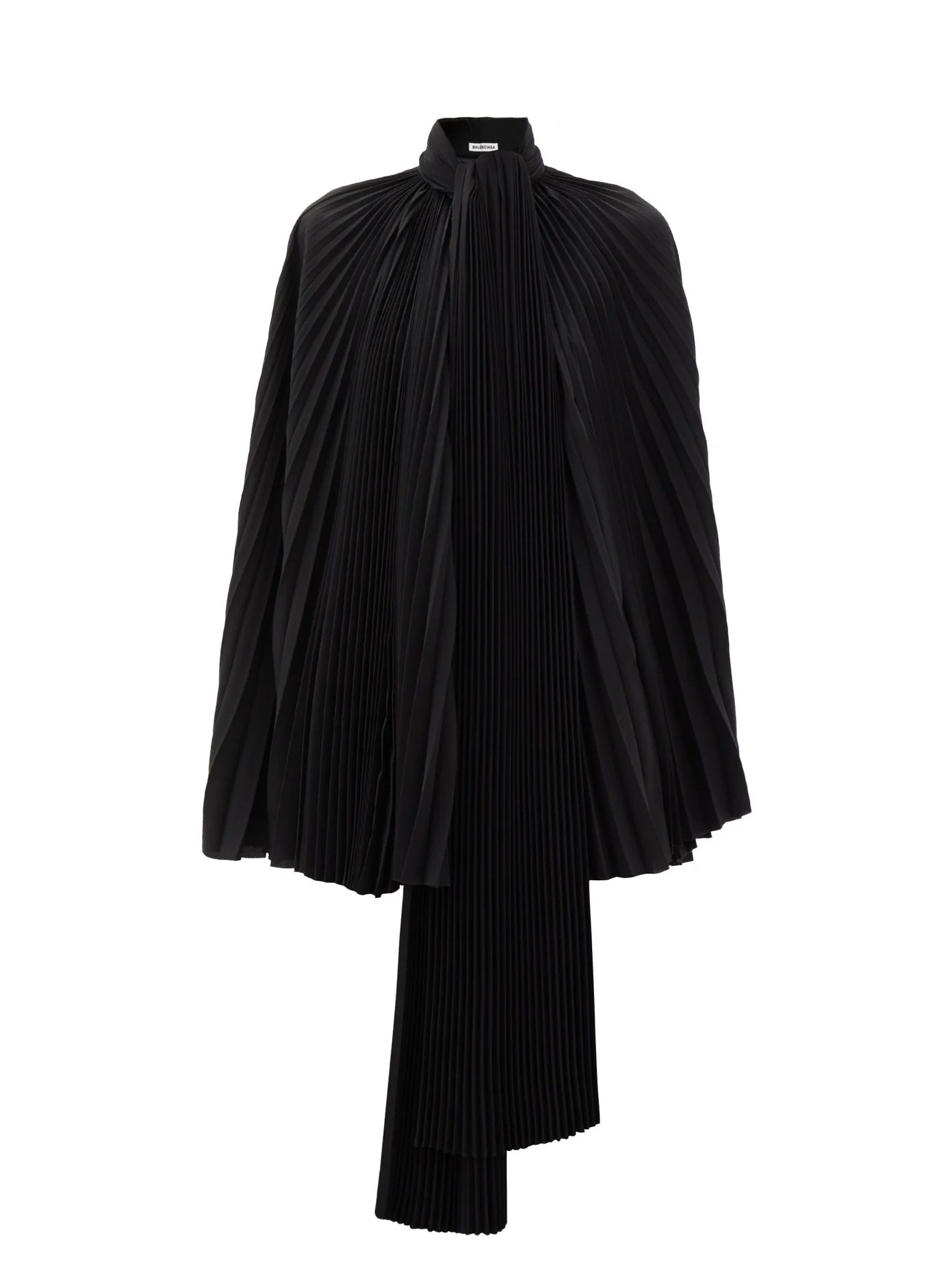 Pleated-satin cape top - 1