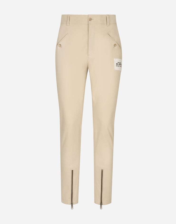 Stretch cotton pants with Re-Edition label - 1