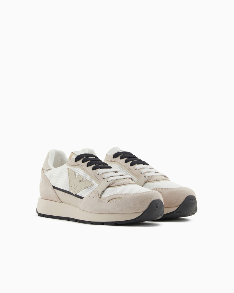 Mesh sneakers with suede details and eagle patch 2