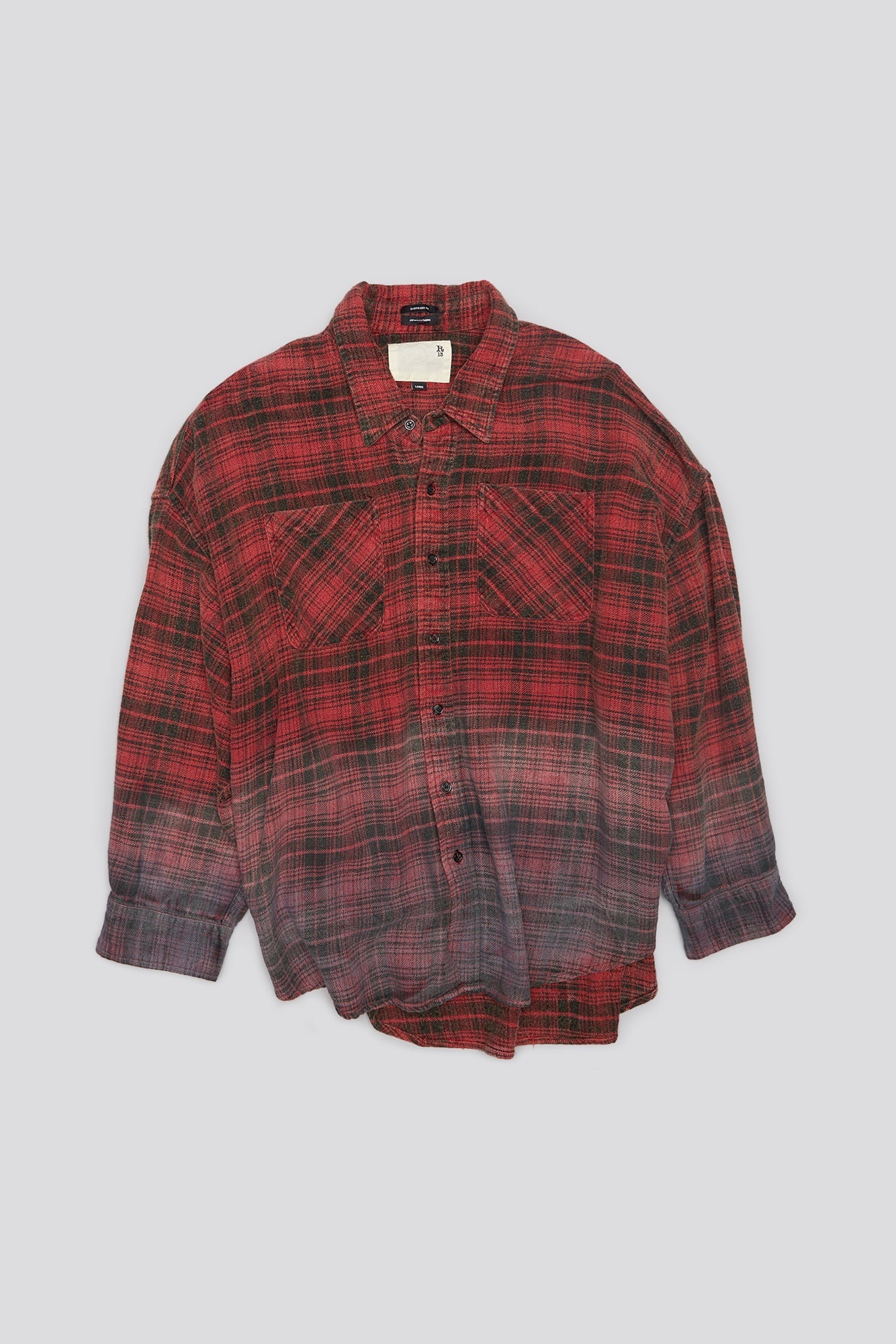 DROP NECK WORKSHIRT - DIP DYE RED PLAID - 4