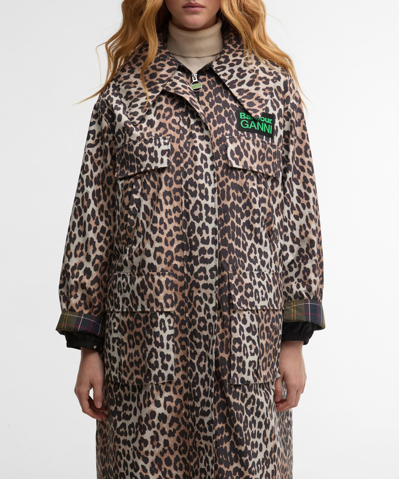 x GANNI Leopard Print Waterproof Parka Jacket 4