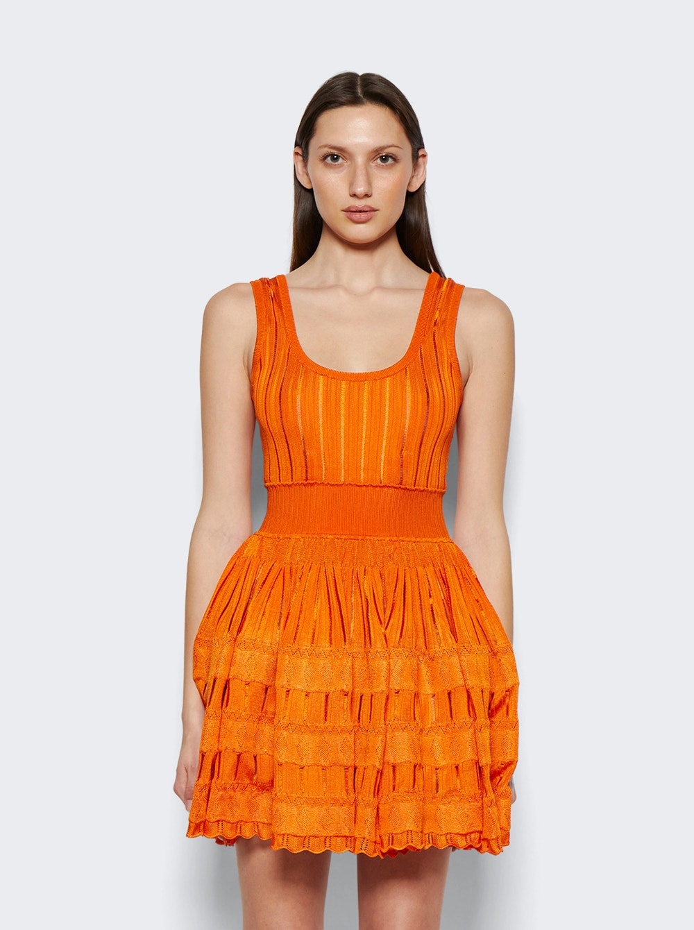 Fluid Skater Mini Dress Orange - 3