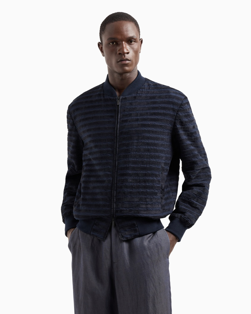 GIORGIO ARMANI SEERSUCKER BLOUSON WITH SUEDE INSERTS outlook