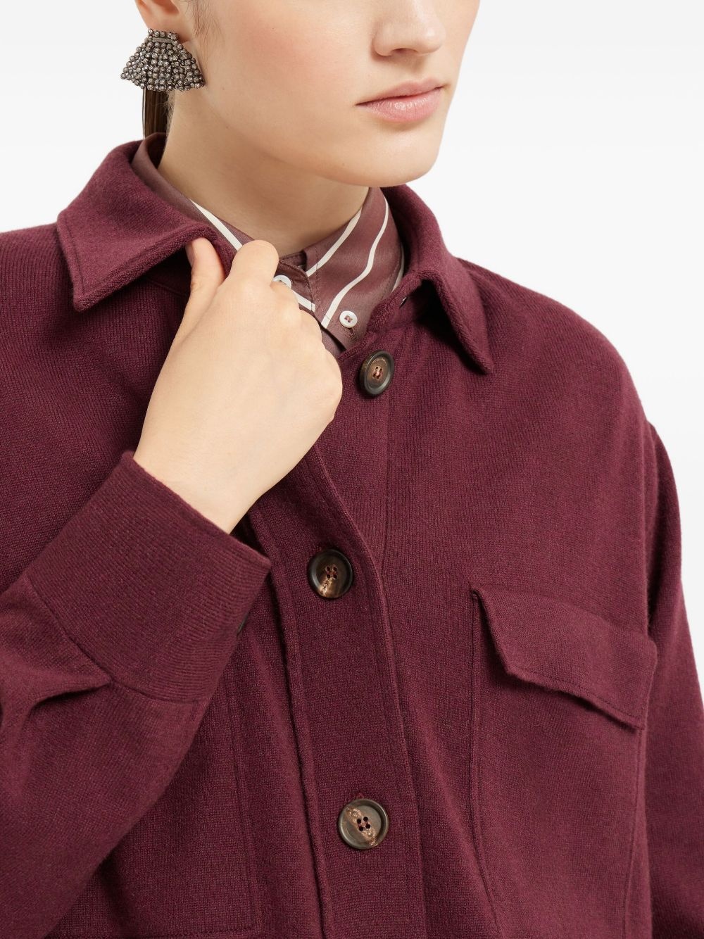 buttoned flap-pocket cardigan - 6