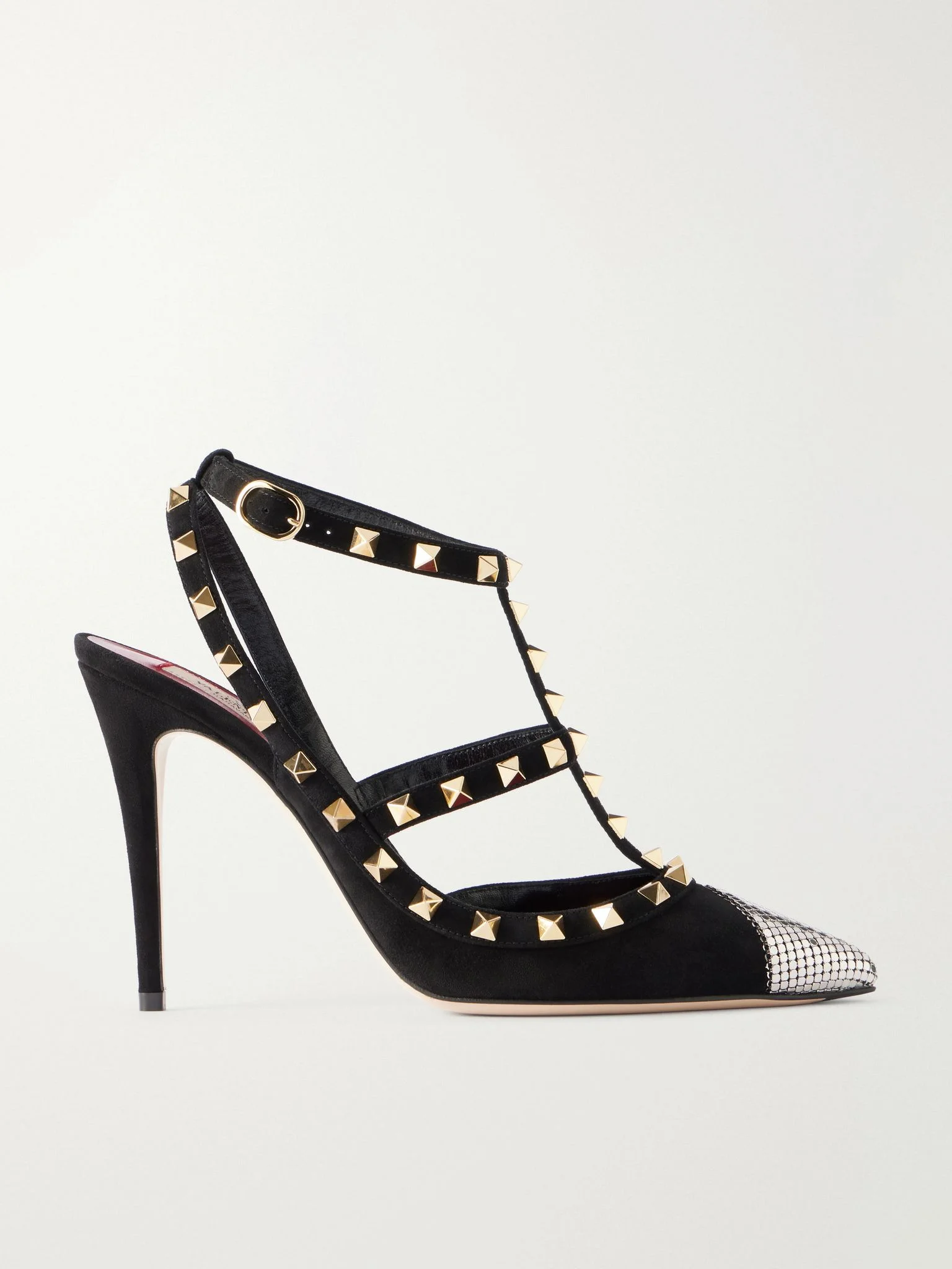 Rockstud 100 embellished suede pumps Black - 1