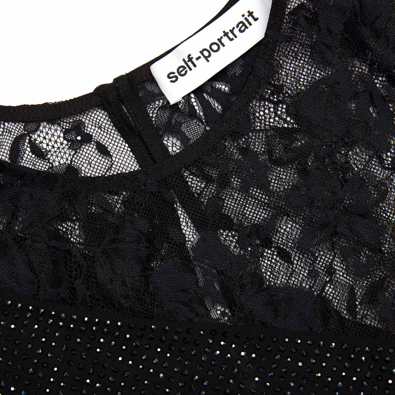 Black Rhinestone Lace Sleeve Top 5
