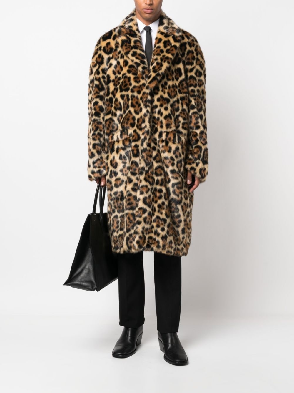 leopard-print button-up coat - 2