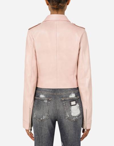 Dolce & Gabbana Leather biker jacket with tab details outlook