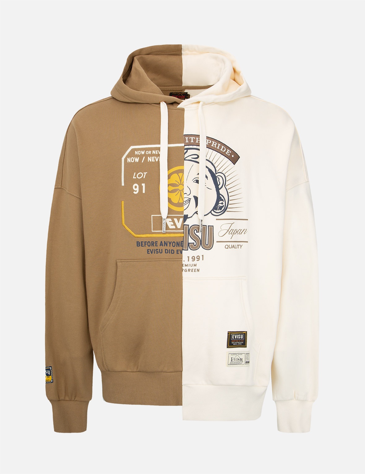 ASYMMETRIC TWO-TONE HOODED SWEATSHIRT - 1