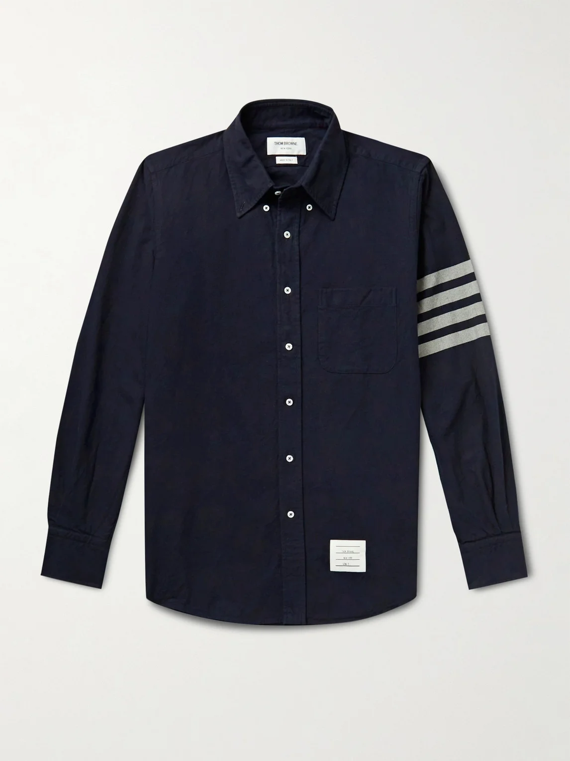 Button-Down Collar Striped Cotton-Flannel Shirt - 1