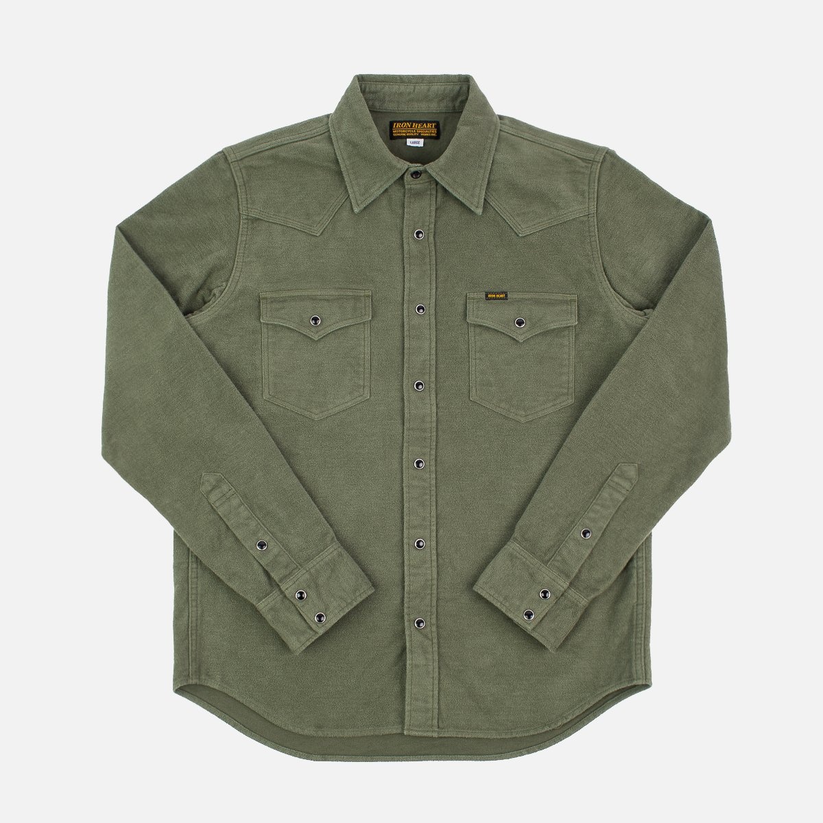IHSH-330-ODG 9oz Raised Whipcord Western Shirt - Olive - 1
