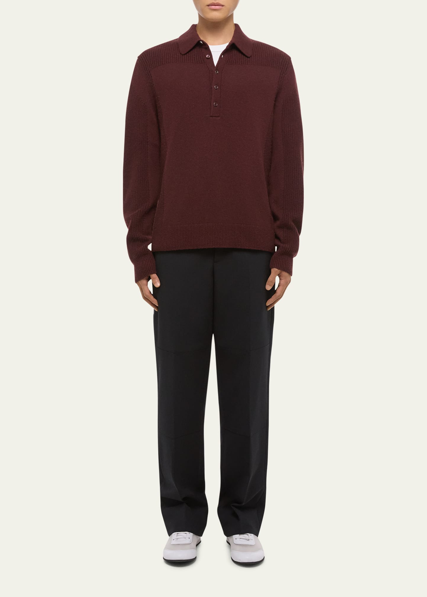 Men's Wool Knit Polo Sweater - 2