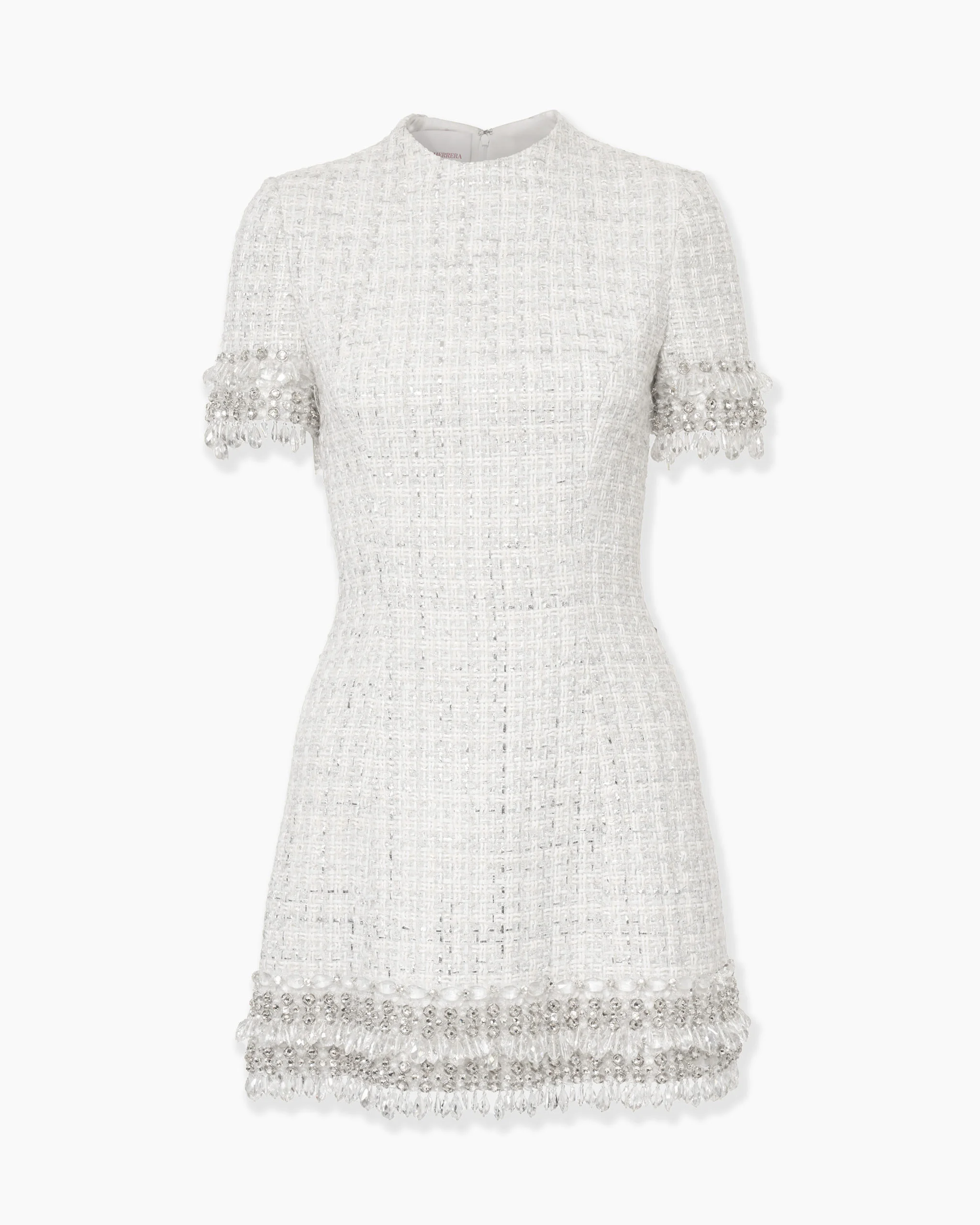 Tweed Mini Dress with Raindrop Embroidery - 1