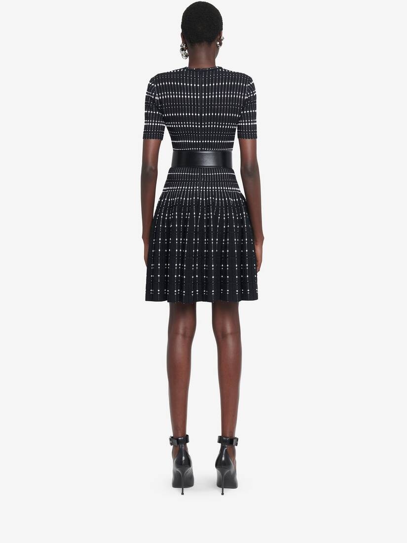 Women's Knit Mini Dress in Black/white - 4