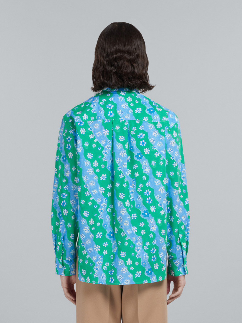 POPLIN SHIRT WITH GREEN STRIPY FLOWER PRINT 3