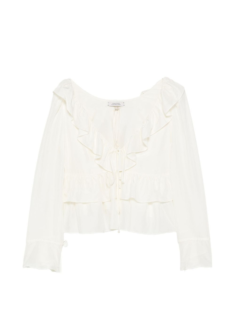 Playful Volumes ruffled tie blouse 1