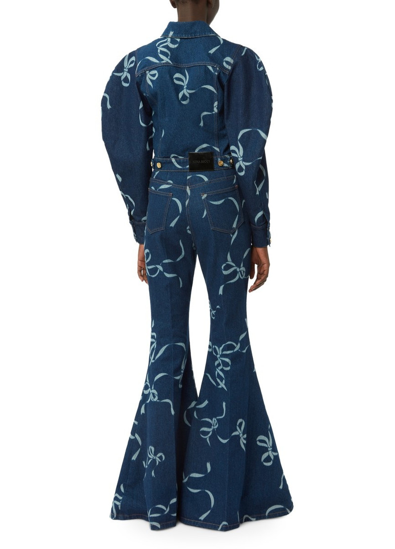 graphic-print long-length flared trousers 5