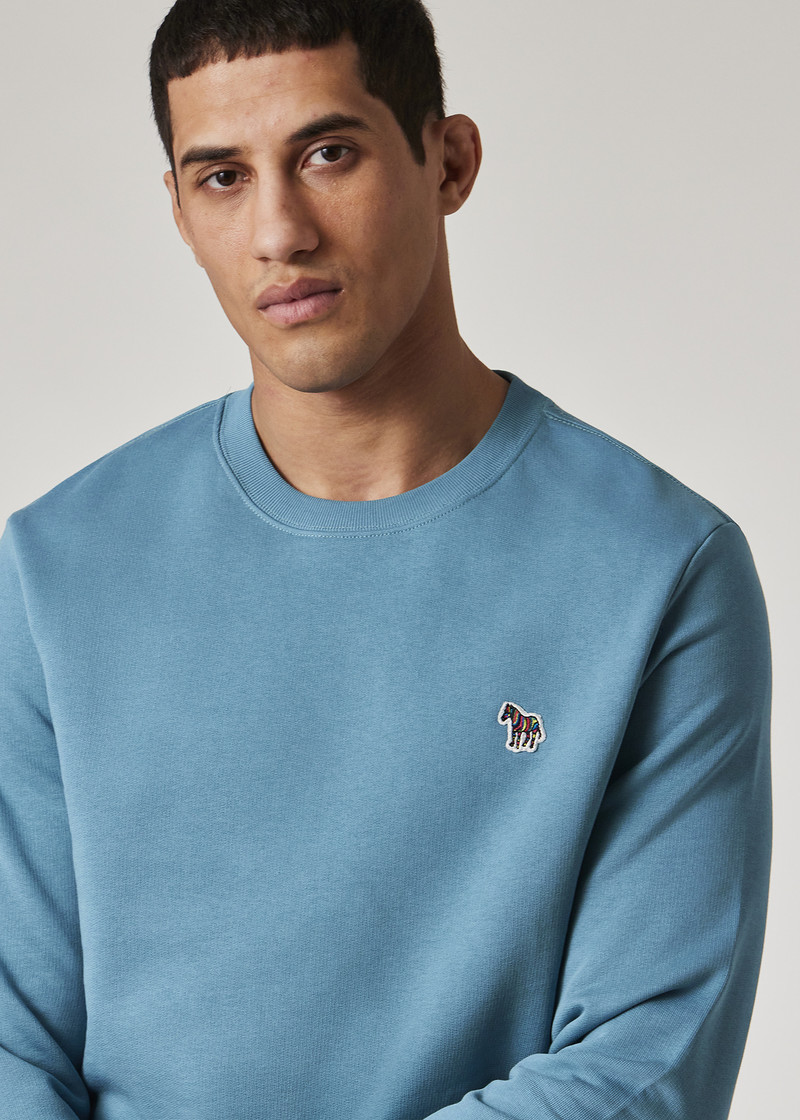 Teal Blue Organic Cotton 'Zebra' Badge Sweatshirt 3