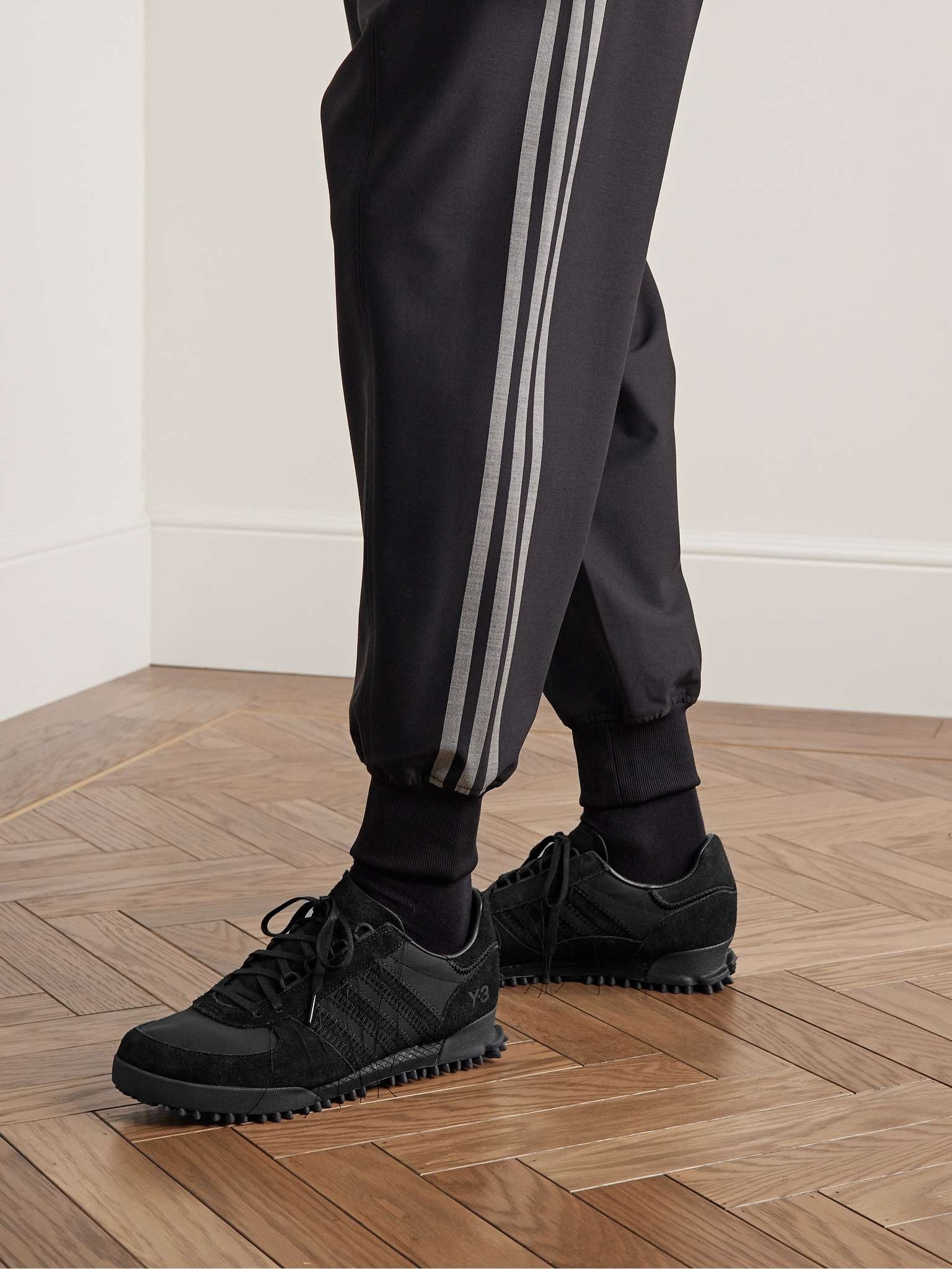 Marathon Distressed Suede and Shell Sneakers - 3