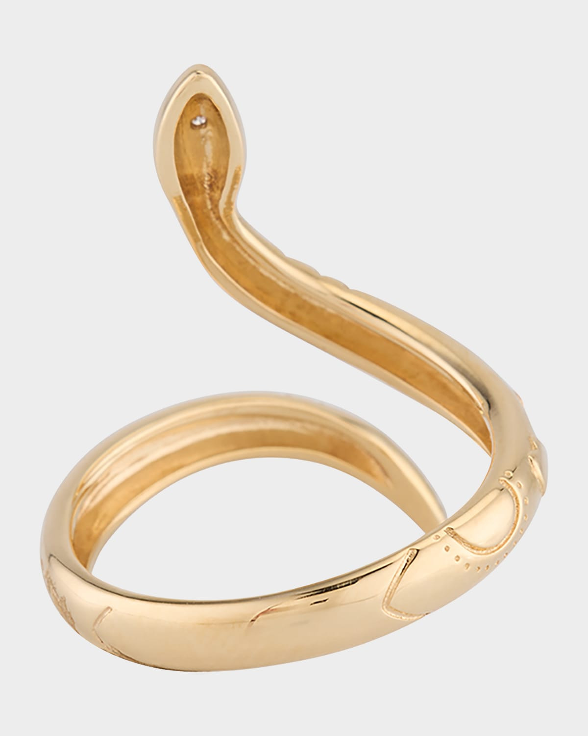 14K Yellow Gold Wrap Snake Ring with Diamonds, Size 6.5 - 4
