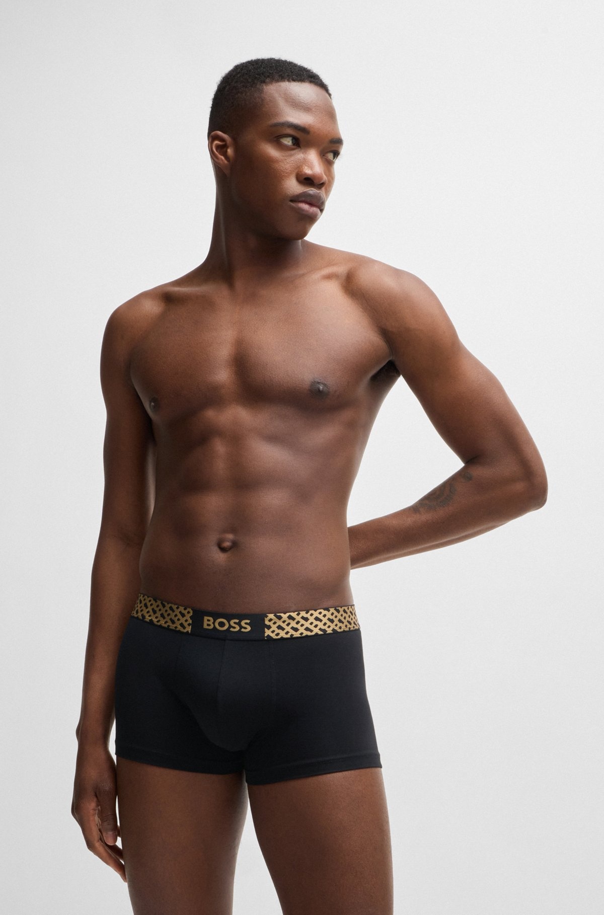 THREE-PACK OF STRETCH-COTTON TRUNKS WITH MONOGRAM WAISTBANDS - 6