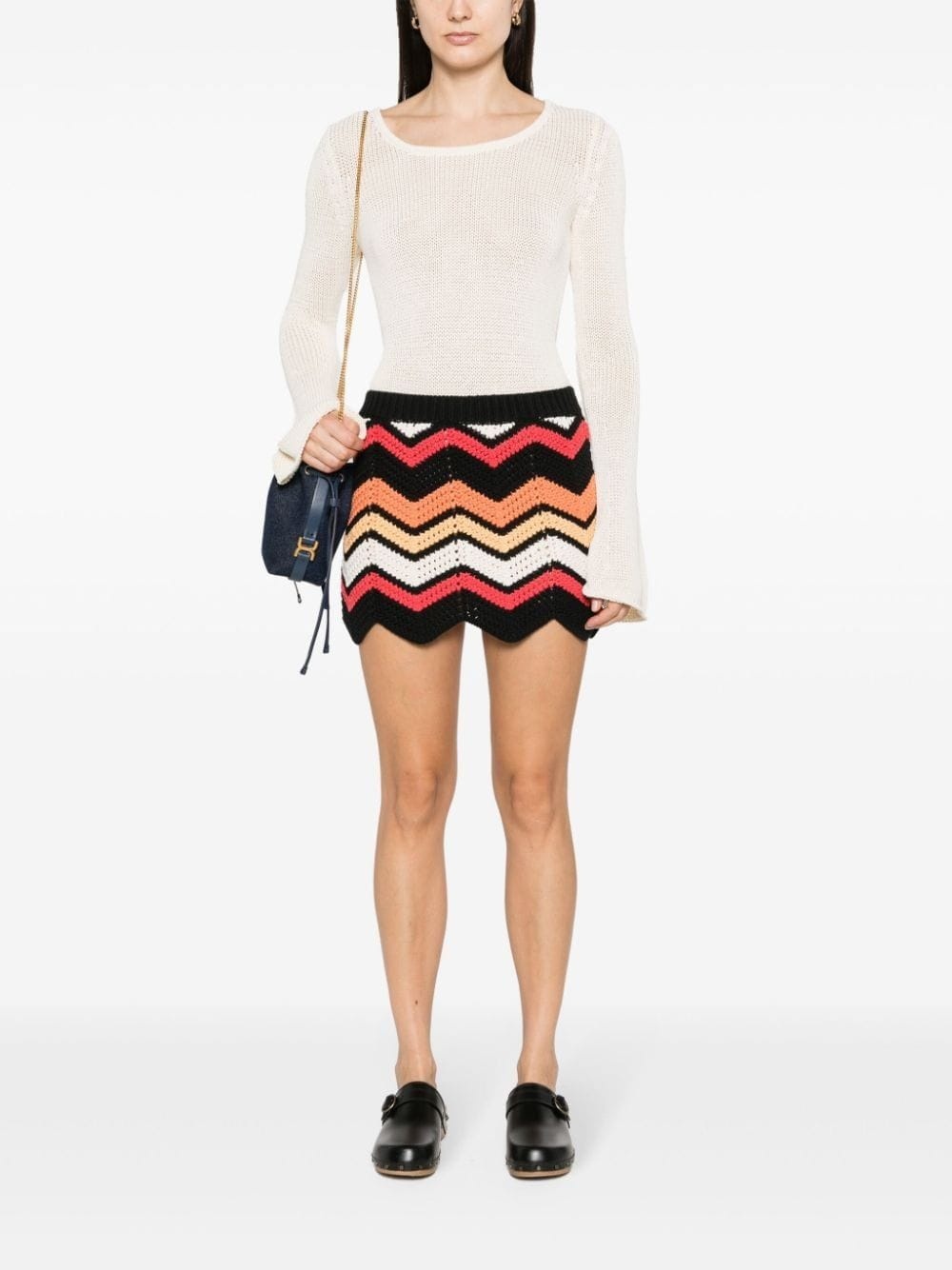 Kaleidoscopic chevron-knit miniskirt - 2