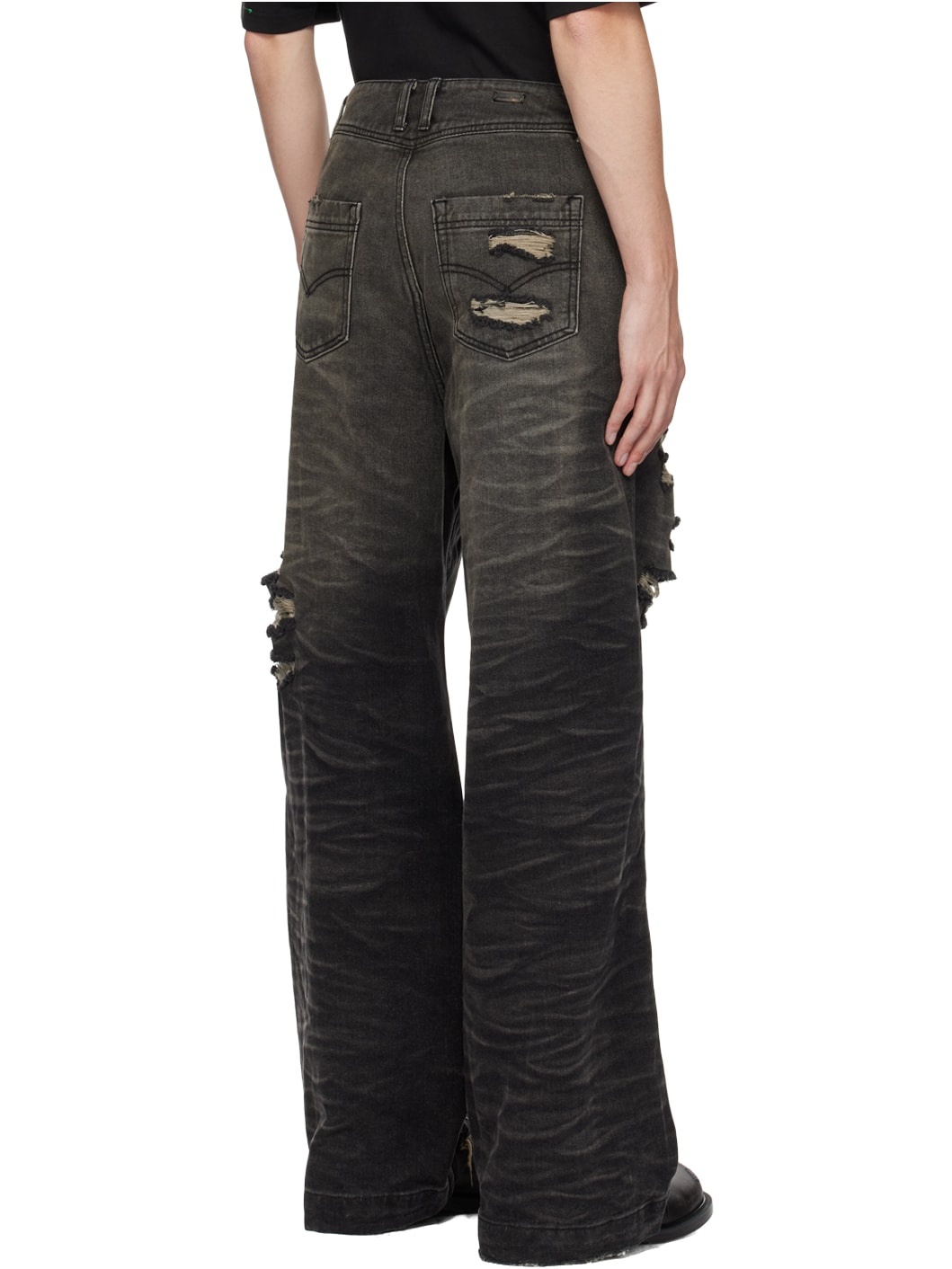 Black Distressed Jeans - 3
