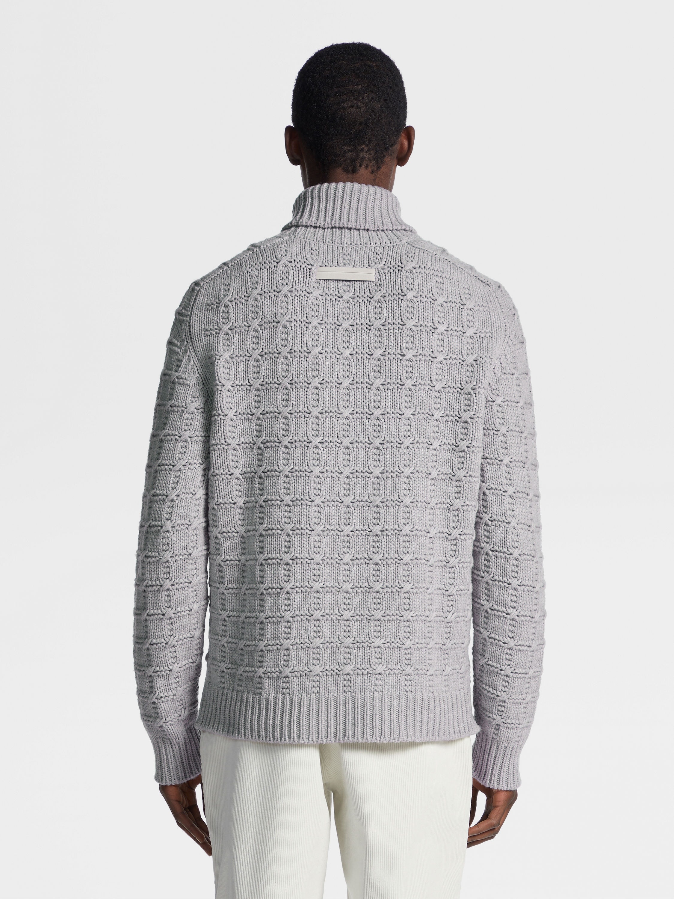 LIGHT GREY MÉLANGE OASI CASHMERE TURTLENECK - 3