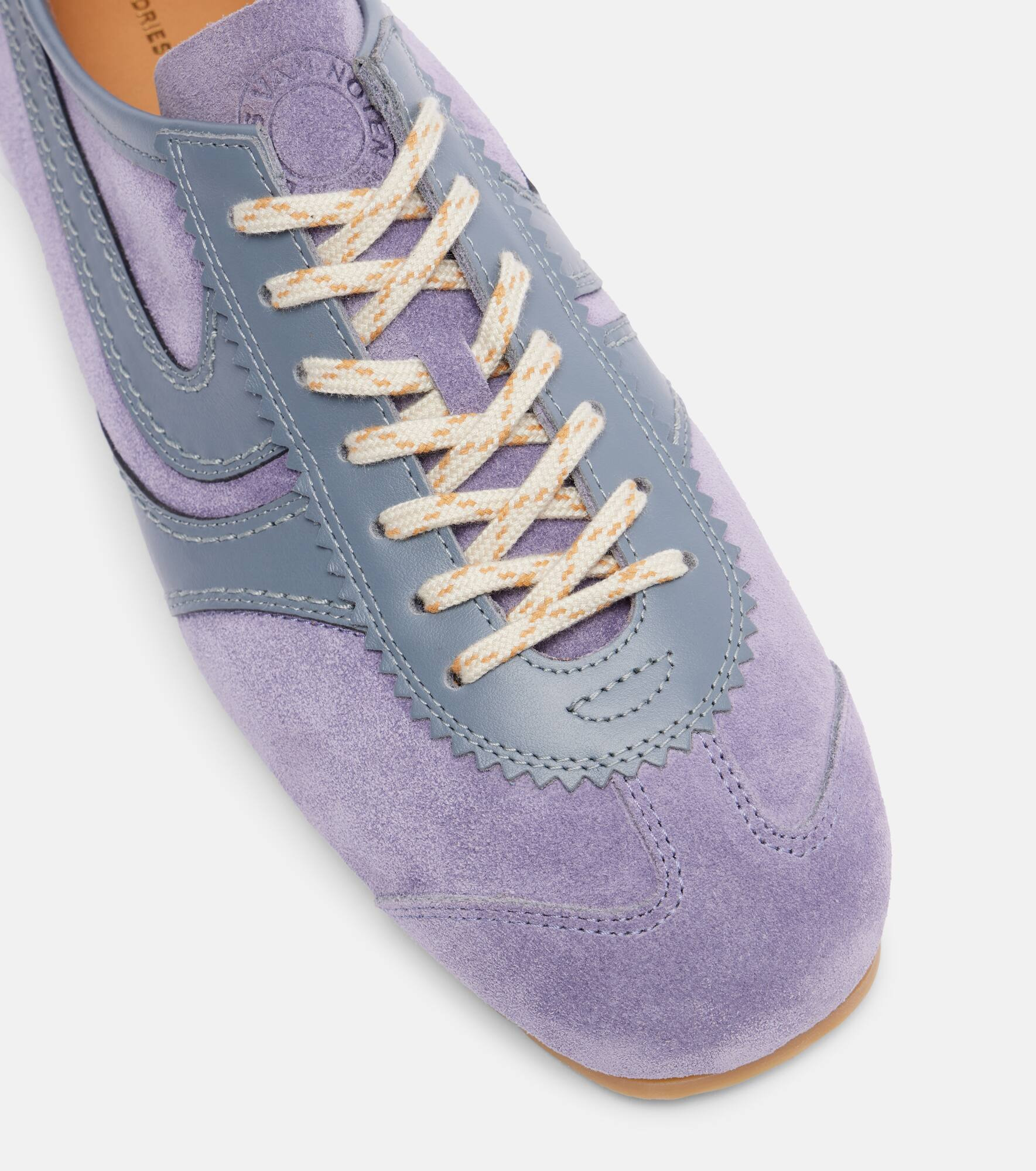 Leather-trimmed suede sneakers - 5