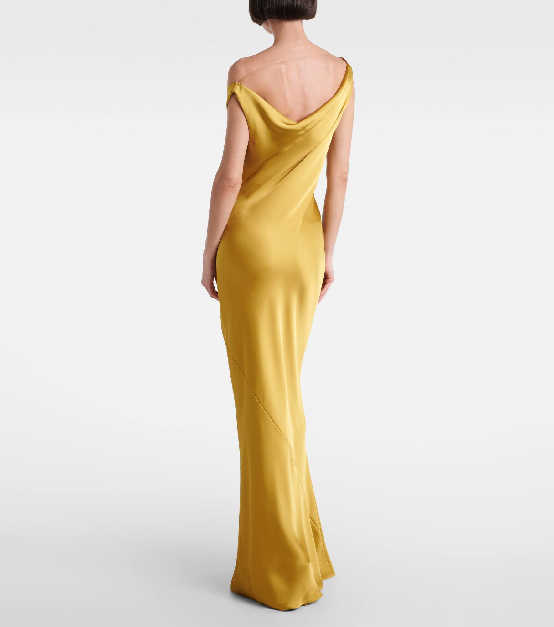 Maria asymmetric crêpe satin gown - 3