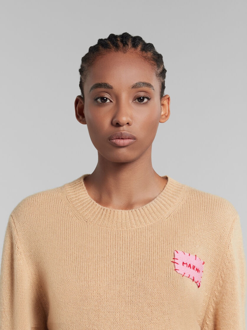 BROWN CASHMERE JUMPER WITH MARNI MENDING PATCH - 4