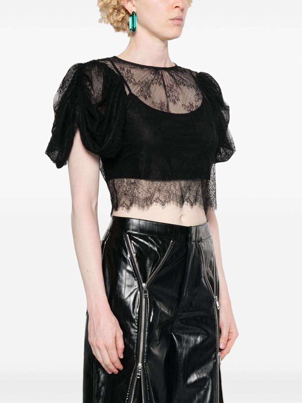 puff-sleeves lace blouse - 3